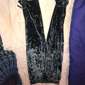 blue suede jogger pants